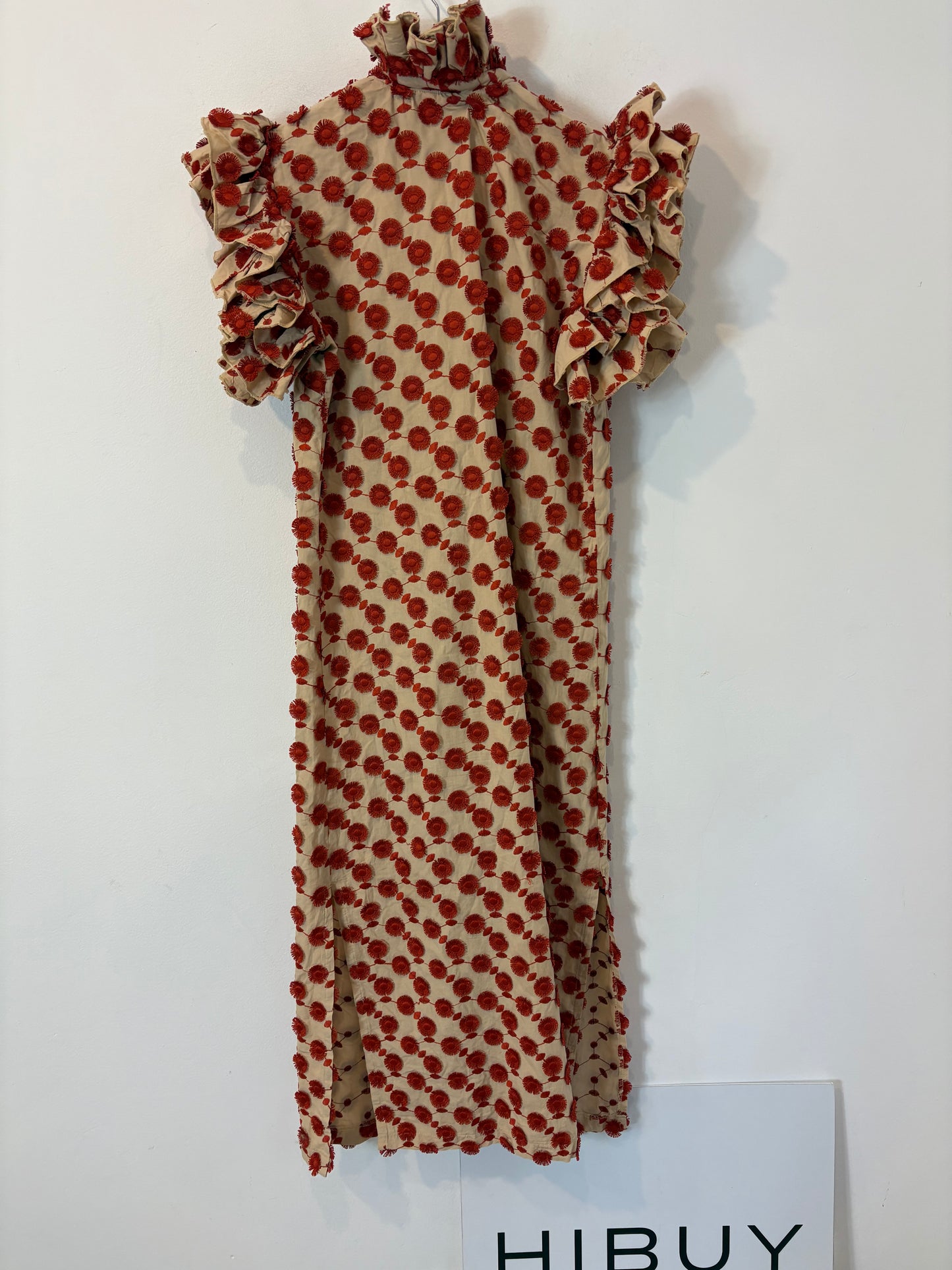BYAN. Vestido camisero textura en rojo