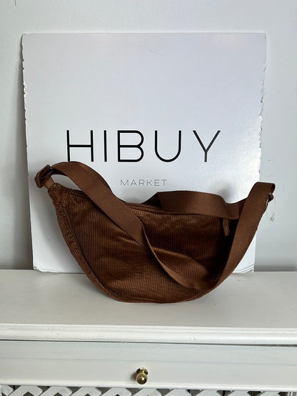 UNIQLO. Bolso lona marrón asa regulable