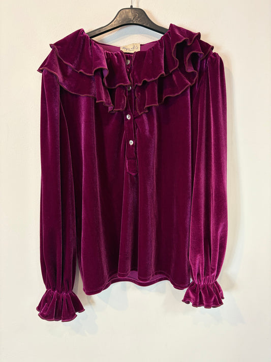 MAQUIS&CO. Blusa burdeos terciopelo con volantes T.u(m/l)