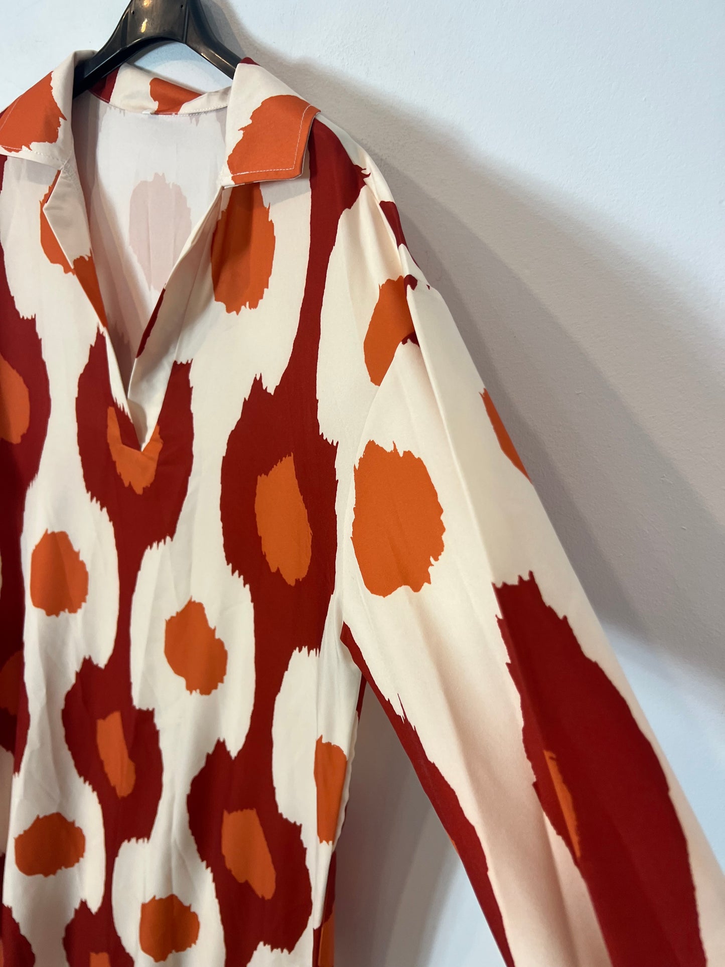 OTRAS. Vestido largo estampado retro. T L