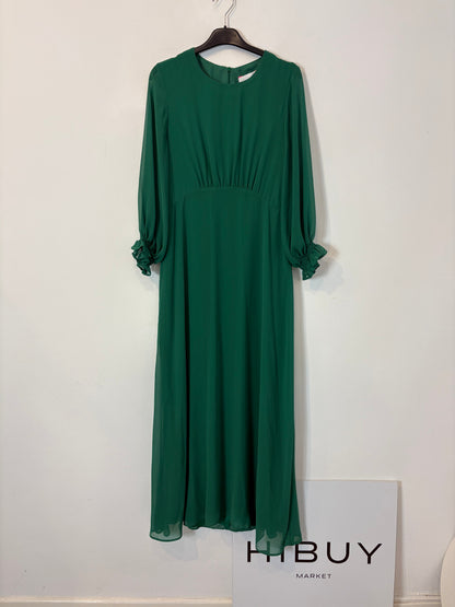 VILAGALLO. Vestido largo gasa verde