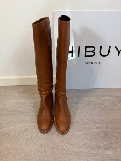 MANGO. Botas altas camel T.38