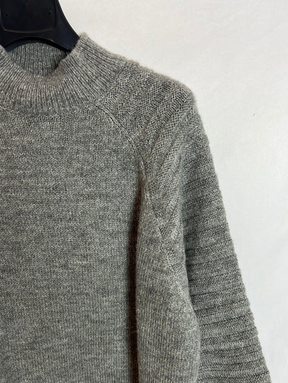 ZARA. Jersey gris cuello perkins T.m