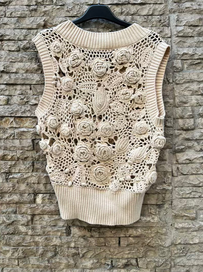 ZARA. Top beige croché