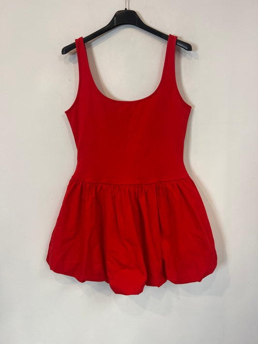 MANGO. Vestido rojo volante T.s