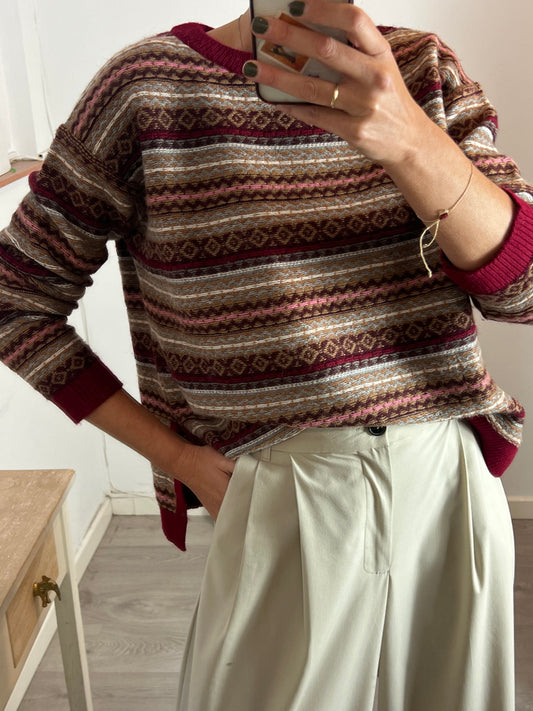 MASSIMO DUTTI. Jersey burdeos estampado T.m