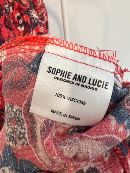 SOPHIE AND LUCIE. Vestido midi rojo estampado. T 38