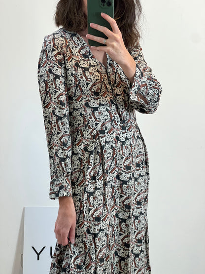 SLOWLOVE. Vestido midi fluido estampado. T XS/S