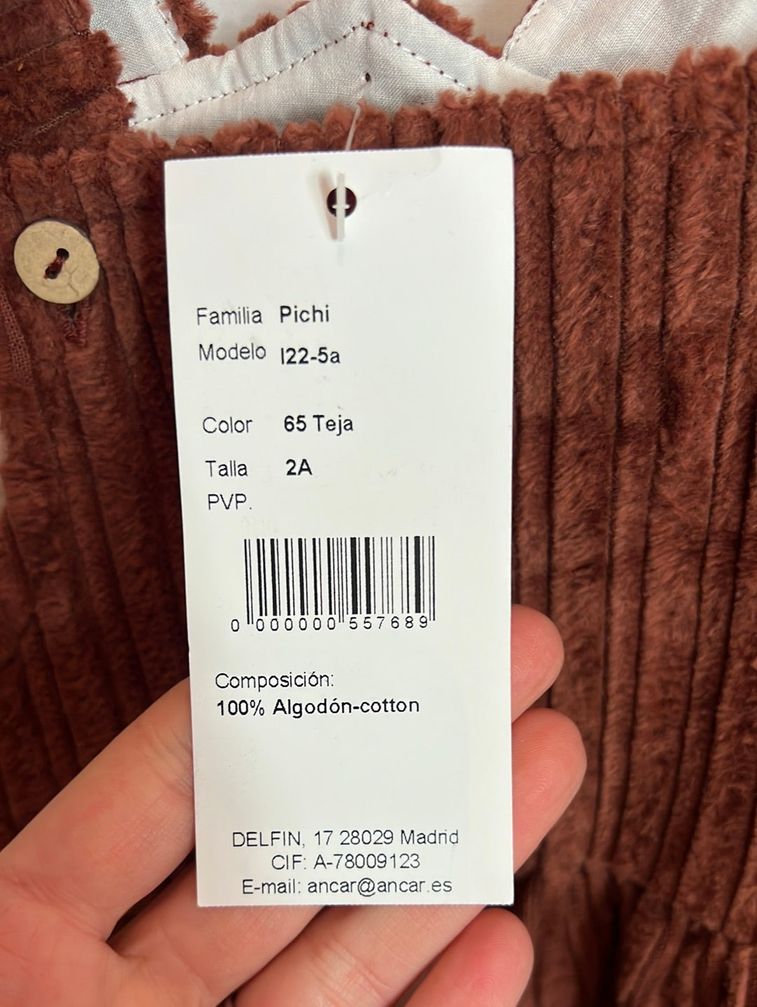 ANCAR. Maroon corduroy pinafore