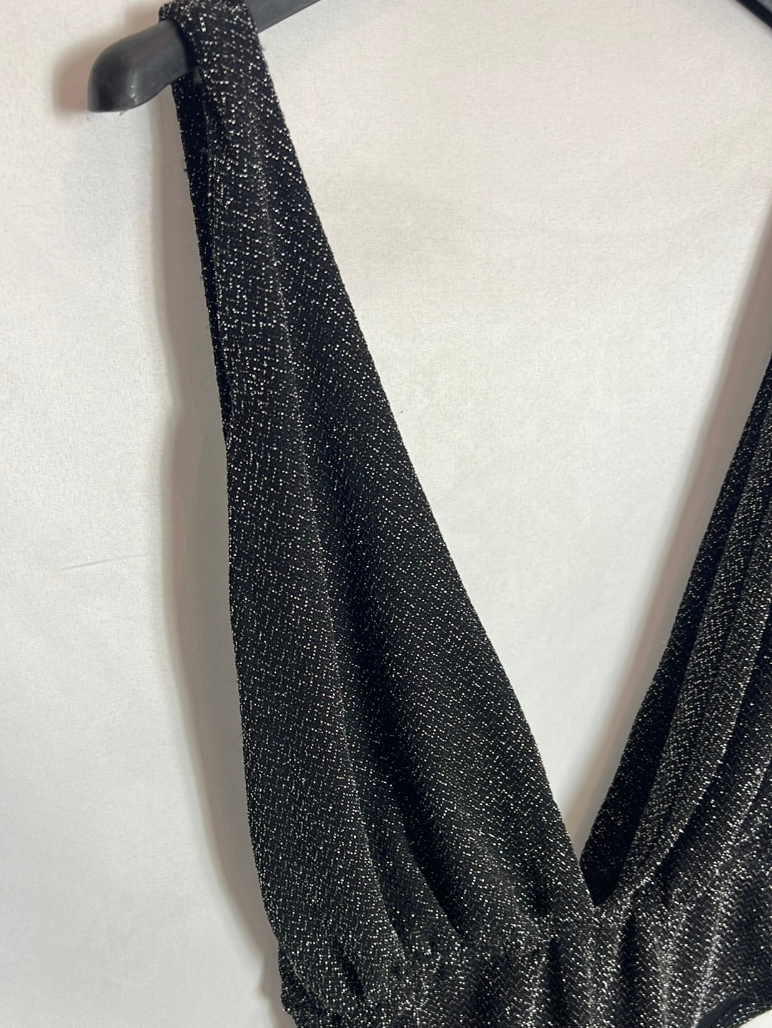 SUBDUED. Body negro hilos plateados escote. T M