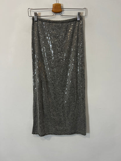 ZARA. conjunto gris lentejuelas con lana