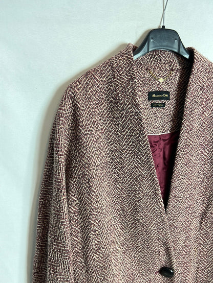 MASSIMO DUTTI. Abrigo/chaqueta burdeos y beige jaspeado . T M