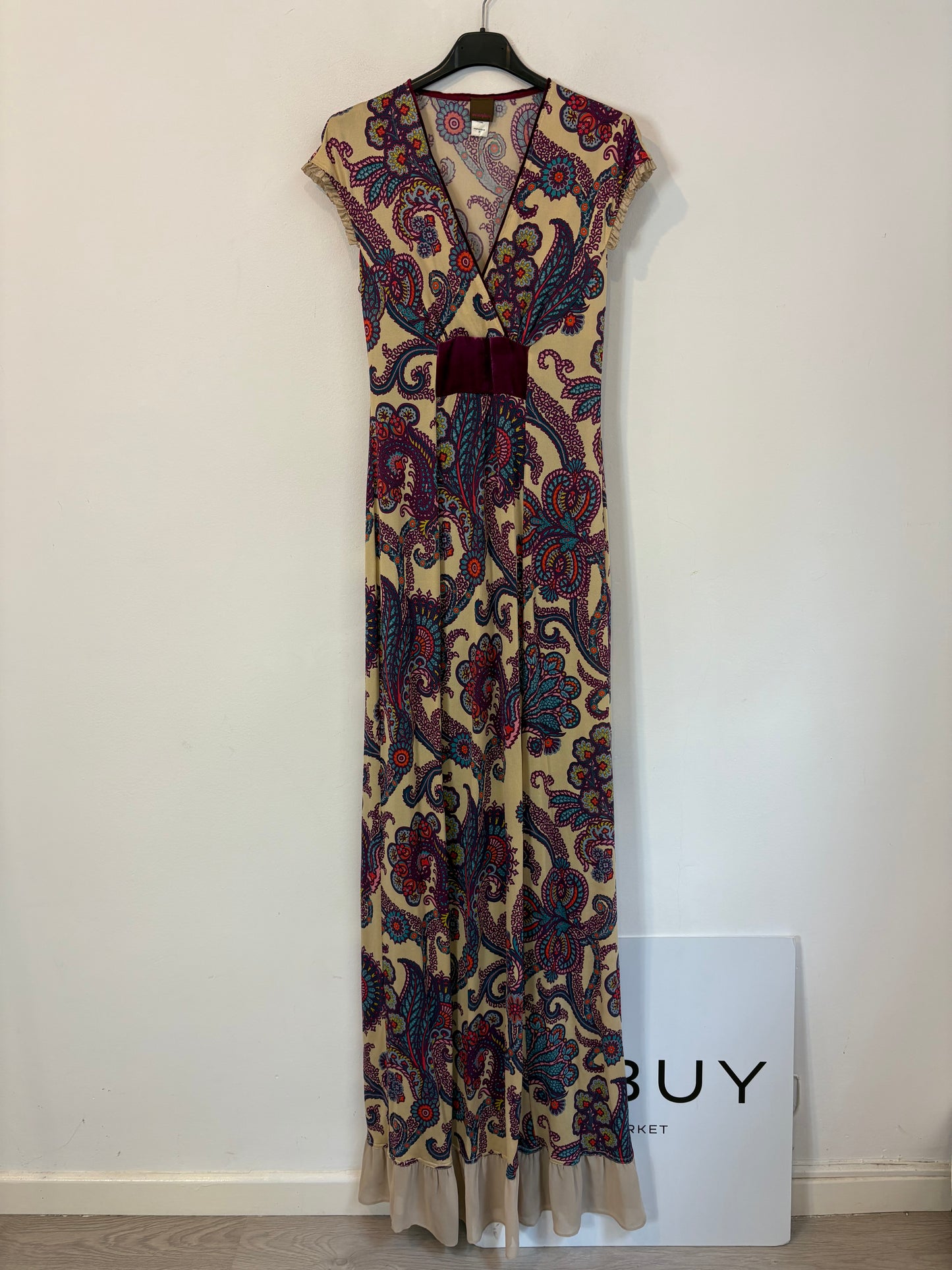 MONOPLAZA. Vestido largo estampado seda