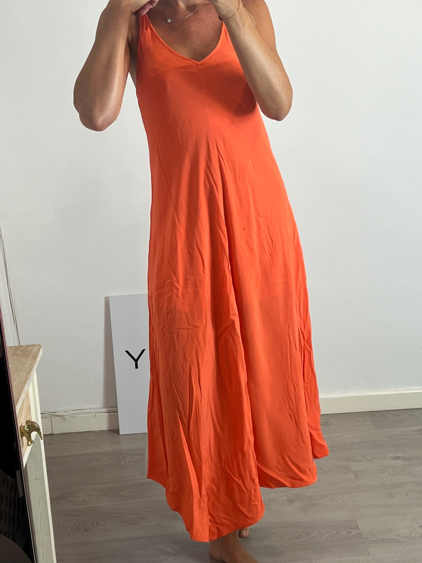COMPTOIR DES COTONNIERS. Long orange dress T.36