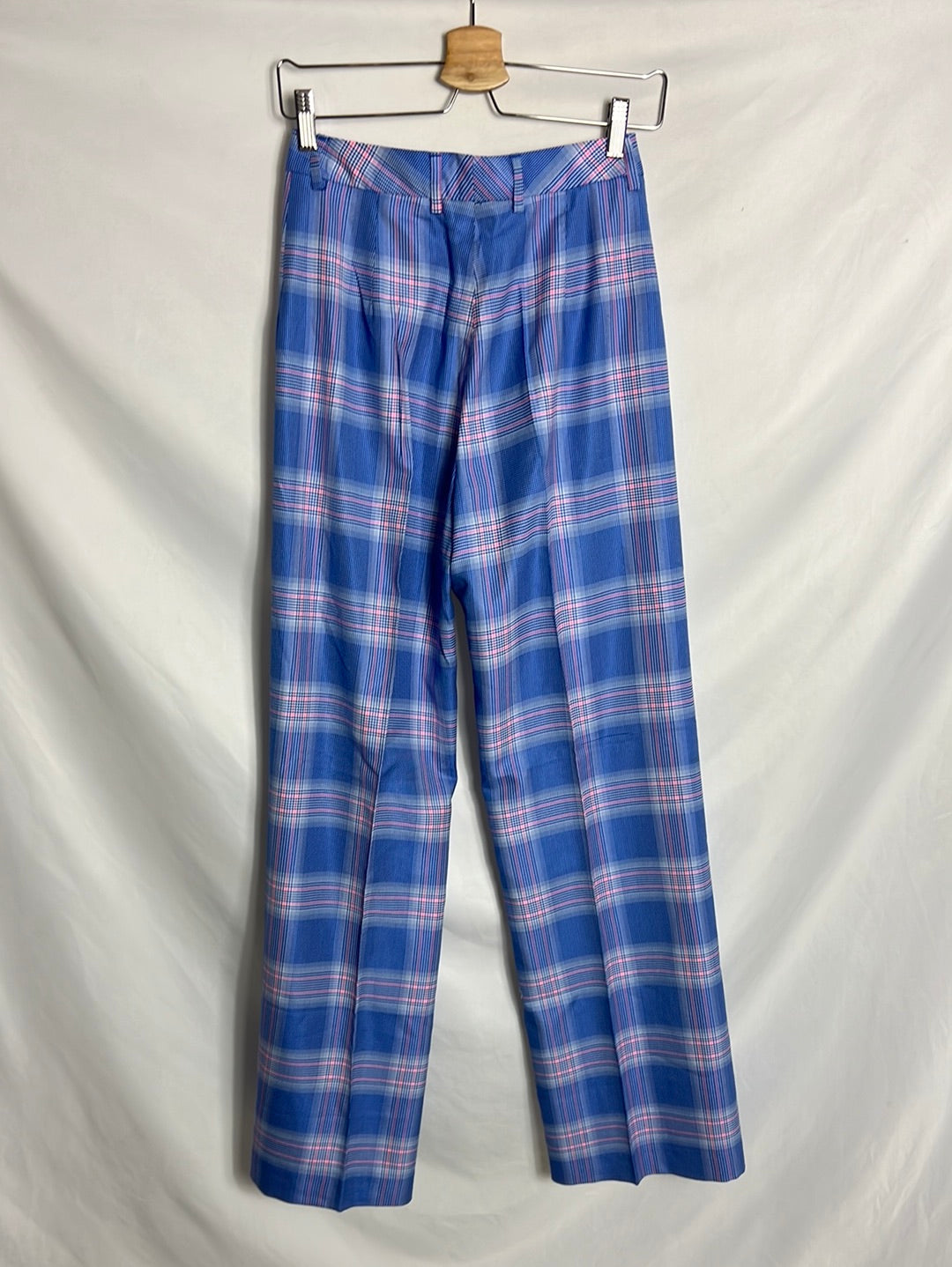 ESSENTIEL. Pantalones palazzo azules cuadros. T 36