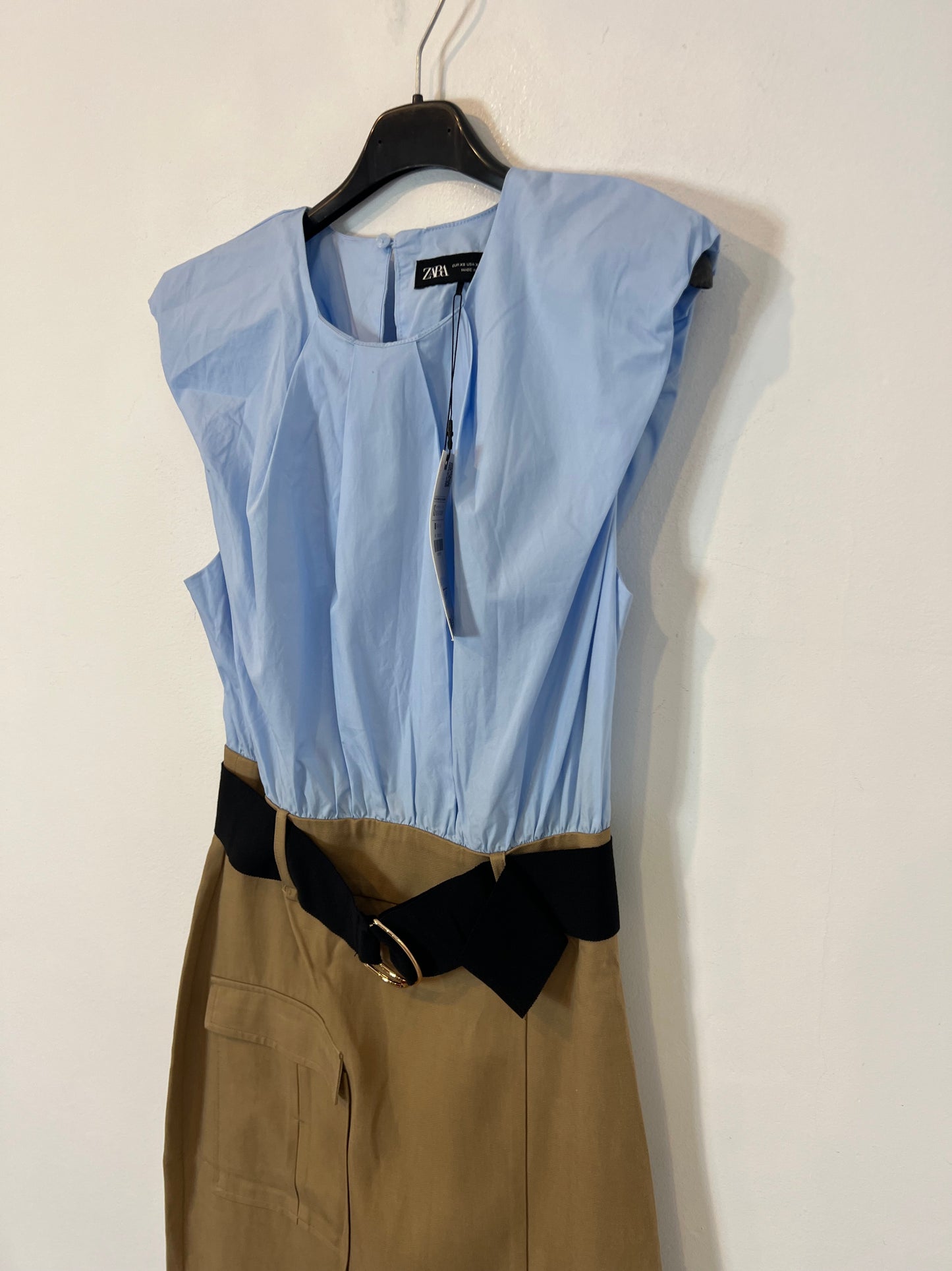 ZARA. Vestido midi tricolor. T XS