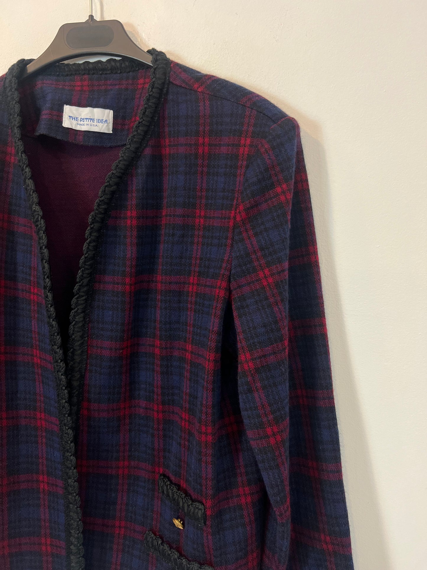 THE PETITE IDEA. Purple checked jacket, size 16