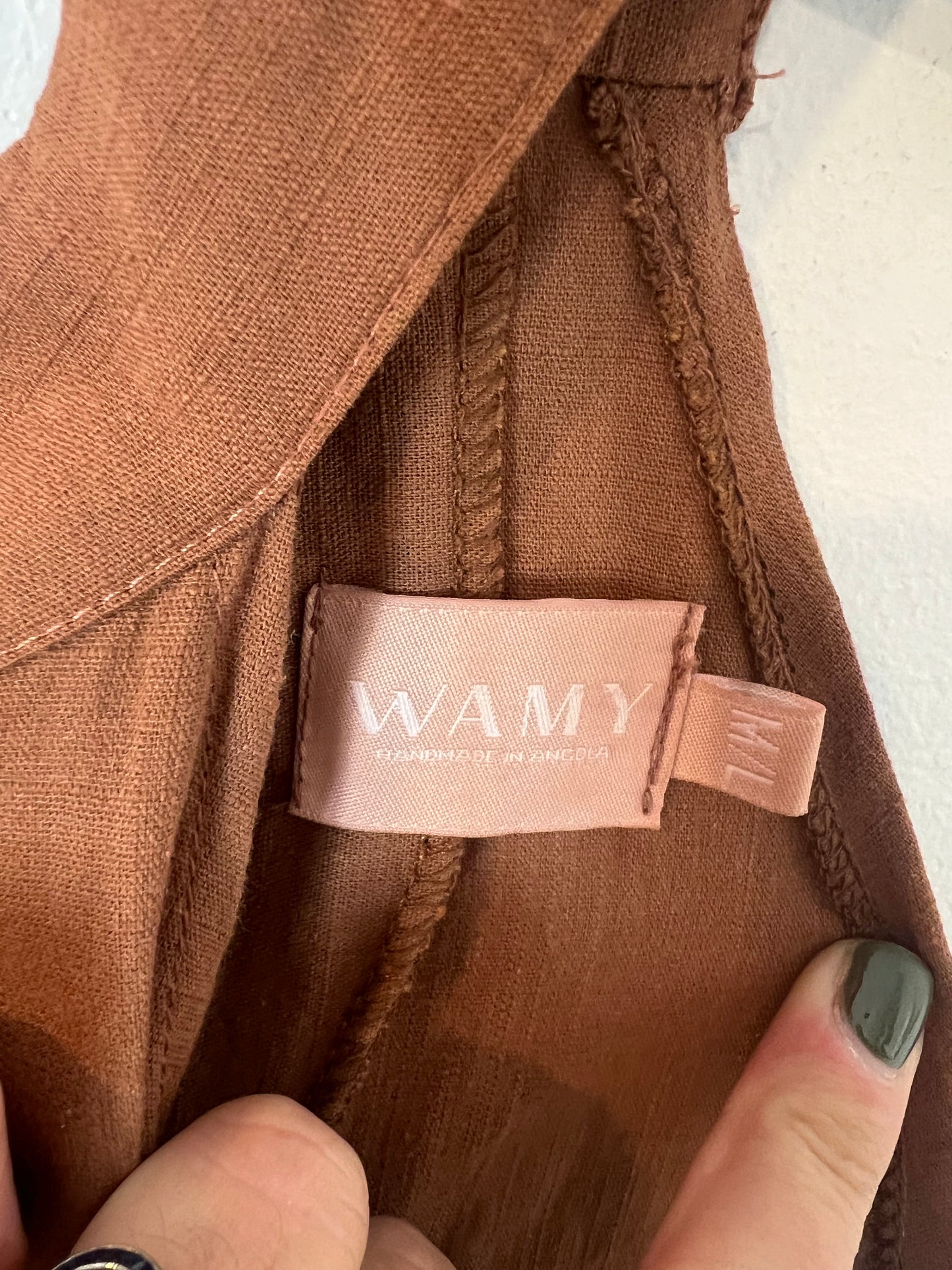 WAMY. Vestido marrón caracolas T.m/l