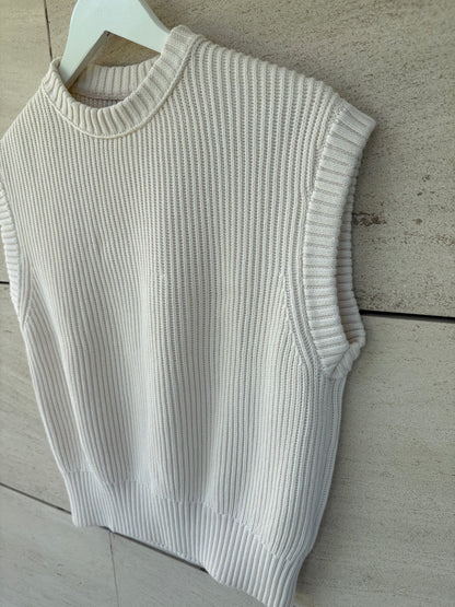 MASSIMO DUTTI. Top punto beige claro. T M