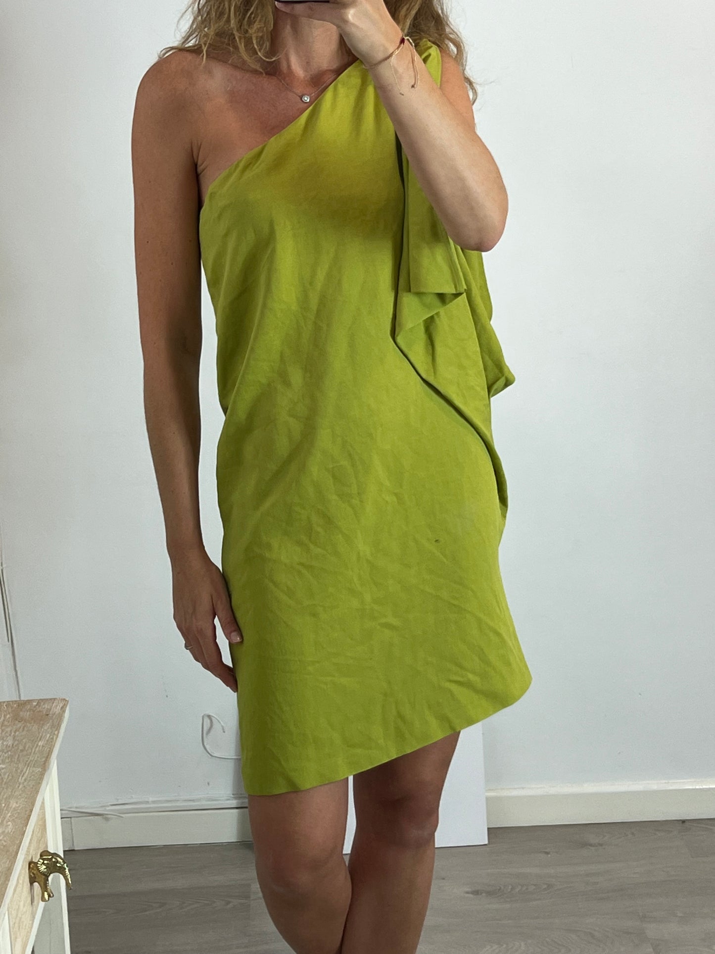 FENDI. Asymmetrical green dress. Size 40