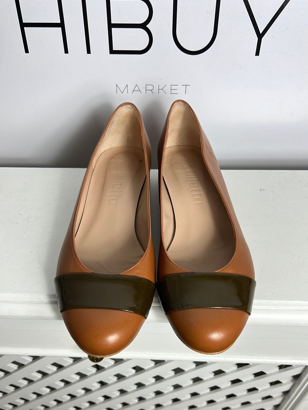 LA DILETTA. Bailarinas piel tacòn bajo. T 37