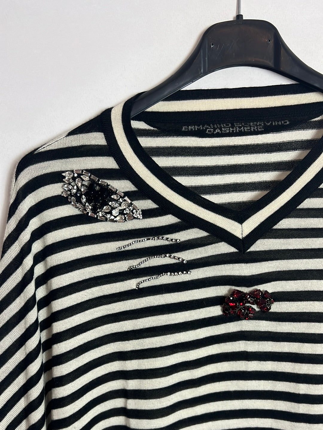 ERMANNO SCERVINO. Jersey rayas cashmere detalles. T S