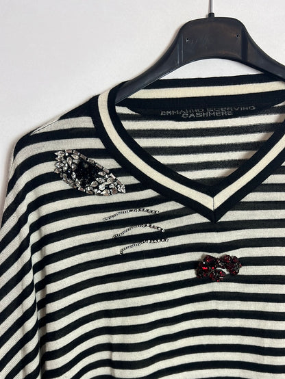 ERMANNO SCERVINO. Jersey rayas cashmere detalles. T S