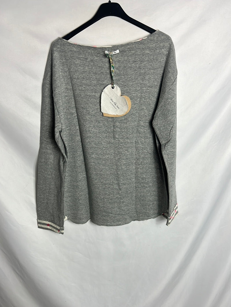 THE HIP TEED. Sudadera gris letras. T S/M