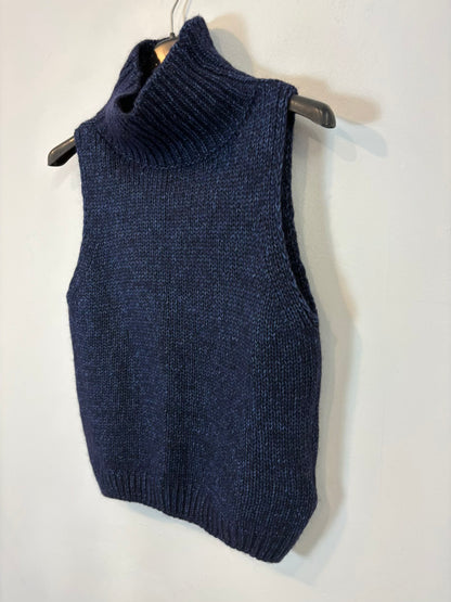 MASSIMO DUTTI. Chaleco azul jaspeado con lana