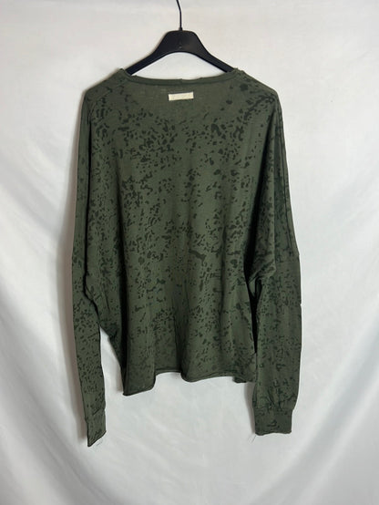 THE HIP TEE. Sudadera fina verde efecto print. T M