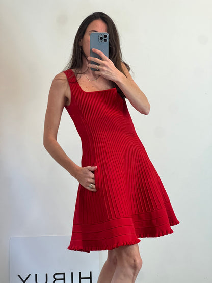 MAJE. Vestido rojo punto canalé