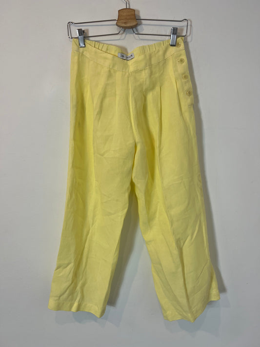 ZARA. Pantalón lino pinzas amarillo pastel. T 13-14 años (S)