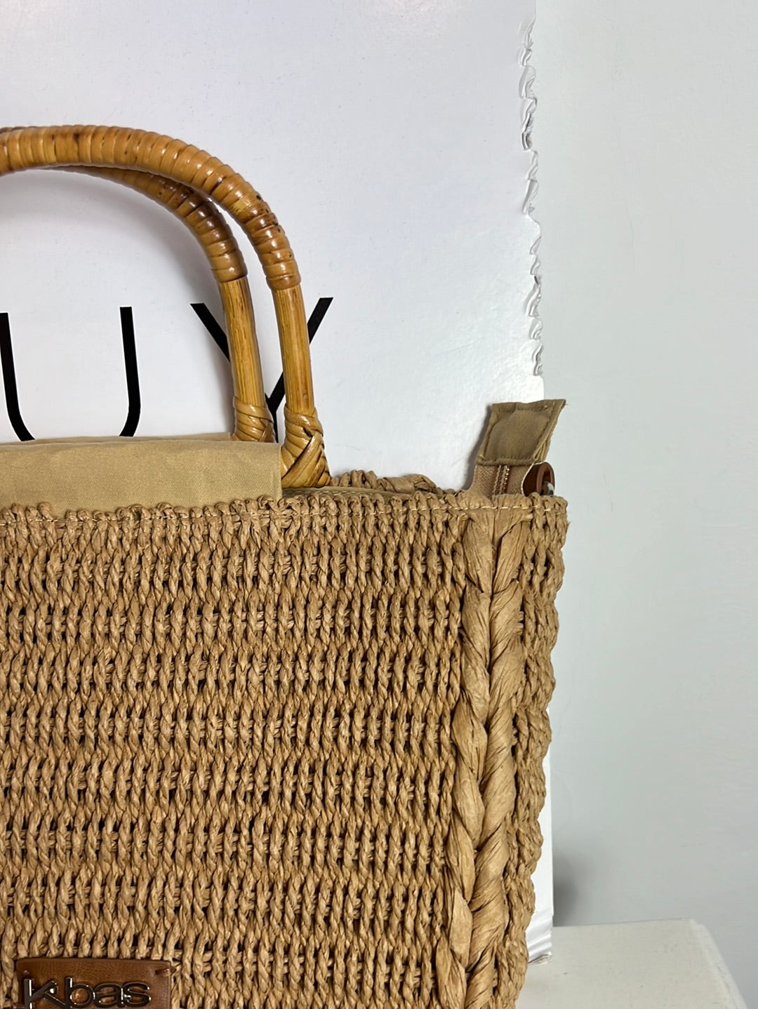KBAS. Bolso rafia asa madera