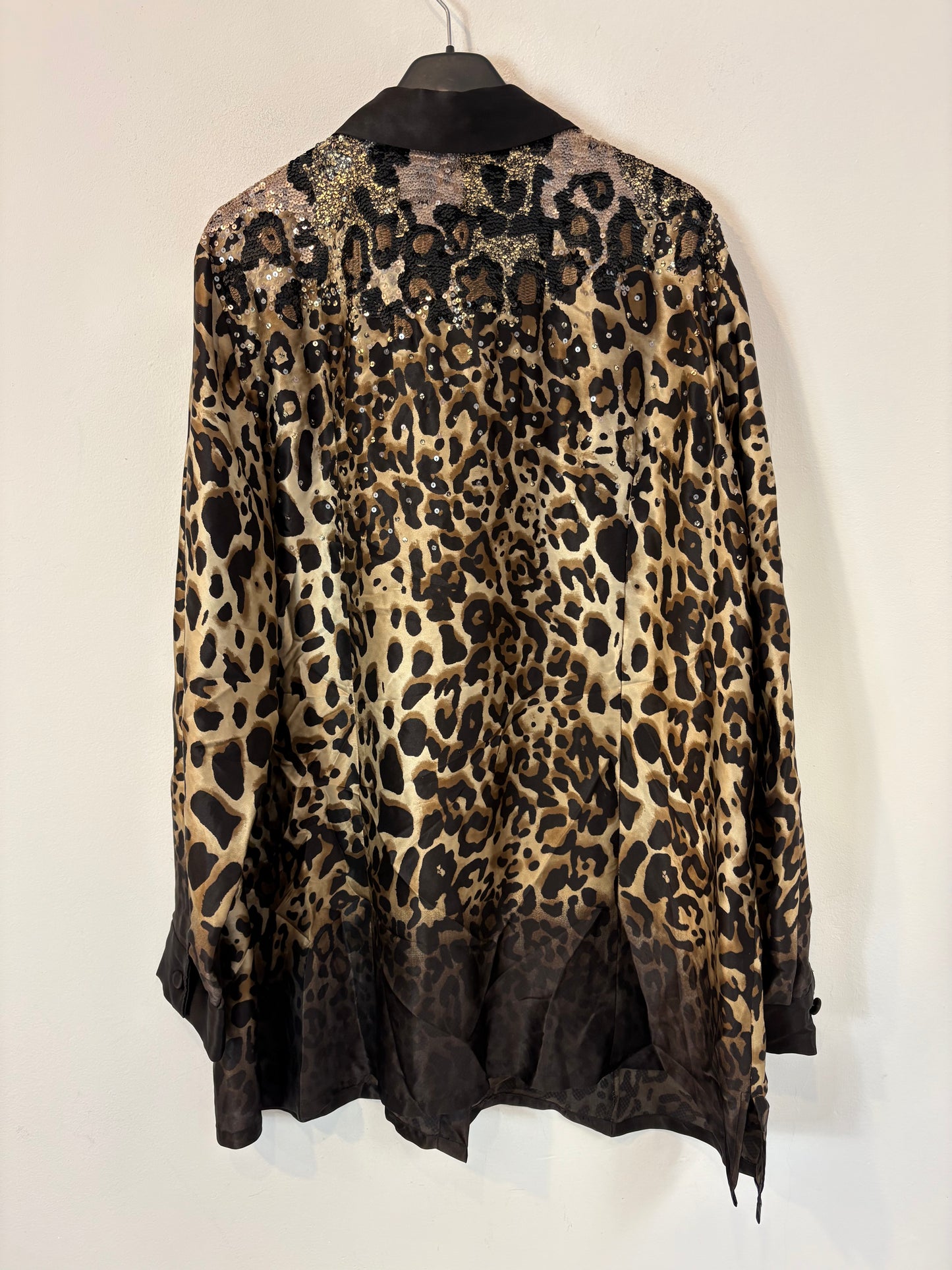 MARINA RINALDI. Blusa seda animal print lentejuelas