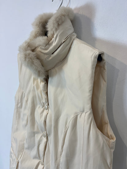 OTRAS. Chaleco reversible beige pluma oca. T S
