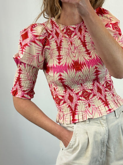 PIETRA. Blusa estampada nido de abeja