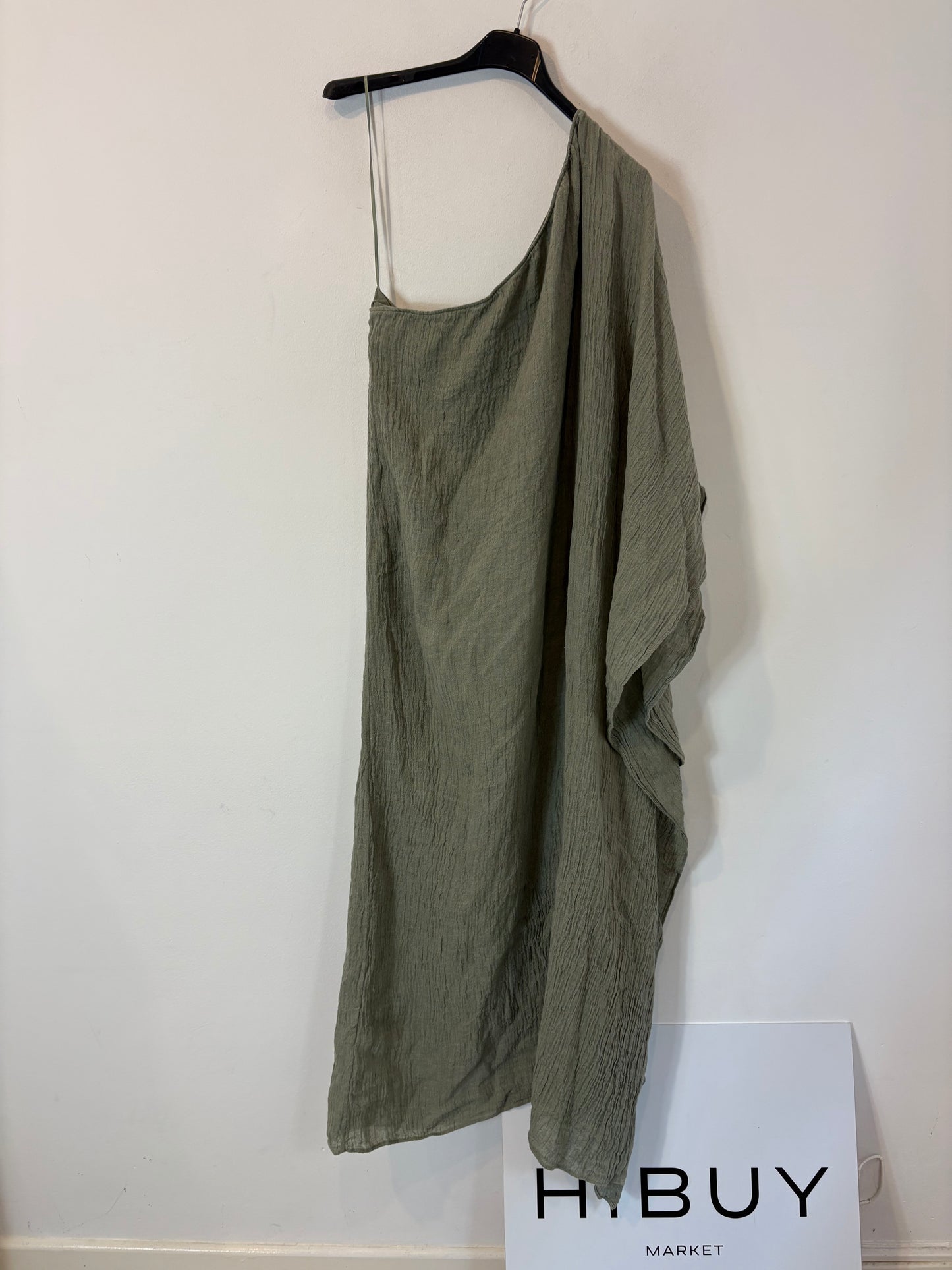 MASSIMO DUTTI. Vestido asimétrico lino T.xs