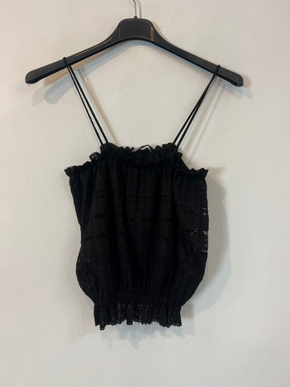 ZARA. Top negro troquelado T.m