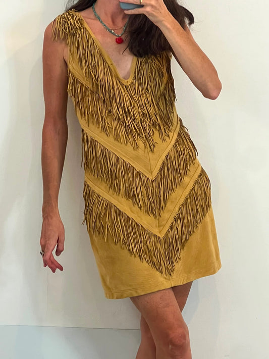 PLEIN SUD. Vestido corto flecos