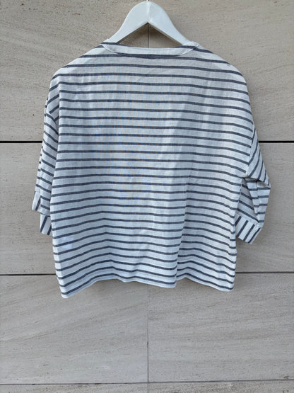 ZARA. Top rayas con lino. T M