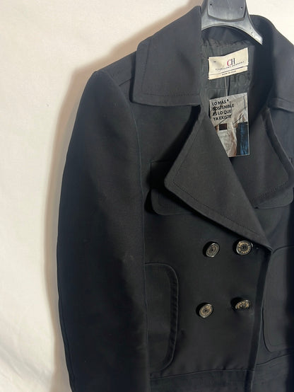 CAROLINA HERRERA. Abrigo cruzado azul oscuro T.m (s/m)