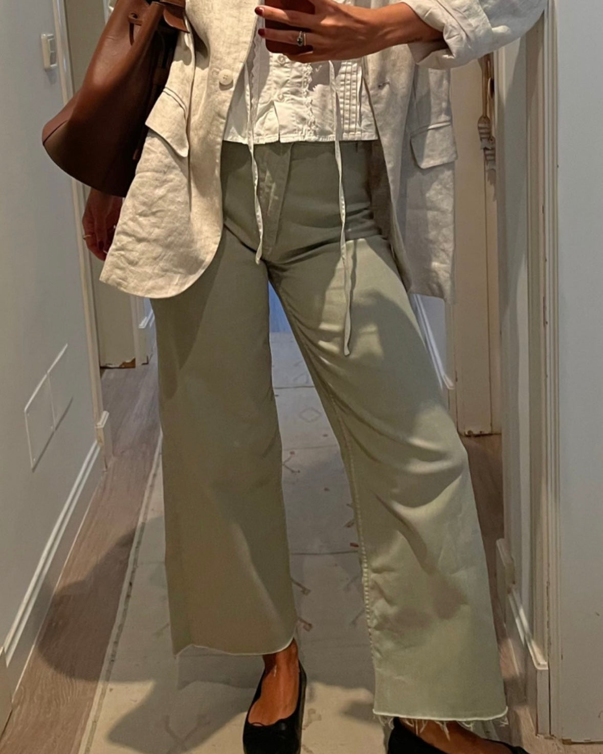 Pantalón verde denim culotte T.36