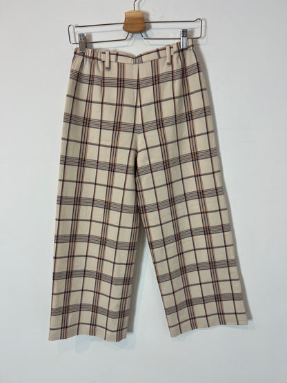 MAJE. Pantalón cuadros beige. T 36