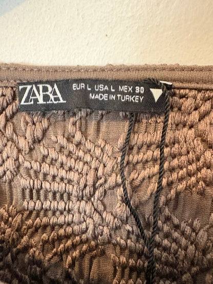 ZARA. Top marrón textura
