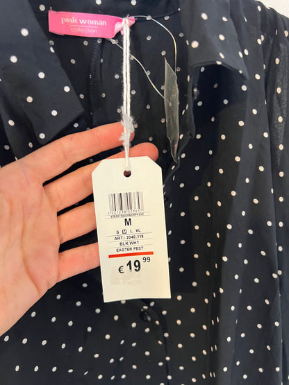 PINK WOMAN. blusa negra lunares (VARIAS TALLAS)