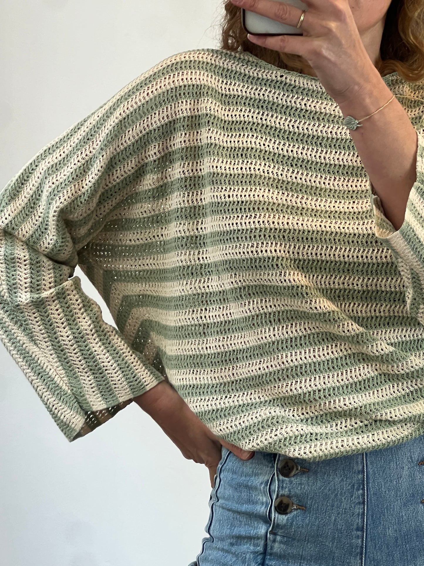 RENATTA&amp;GO. Crochet striped top TU(M)