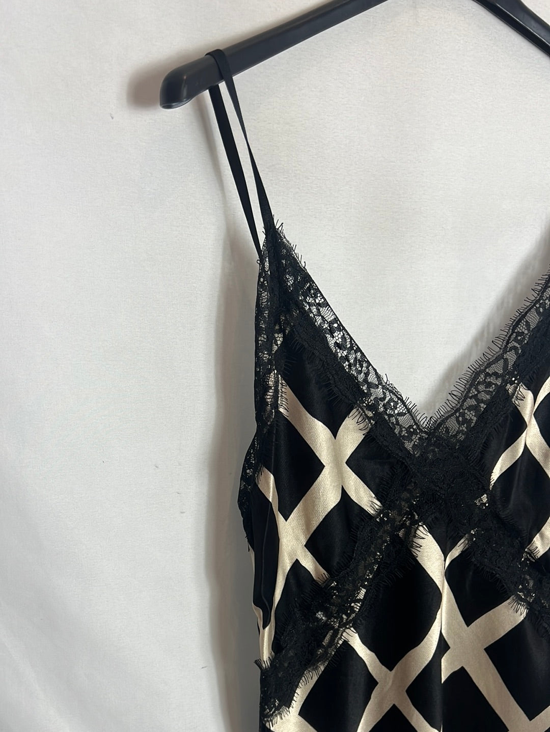 OTHER. Black geometric print lingerie top. TM