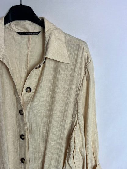 ZARA. Mono largo textura beige. T S