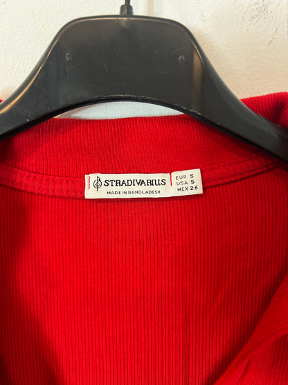 STRADIVARIUS. Red Ribbed Ts Top