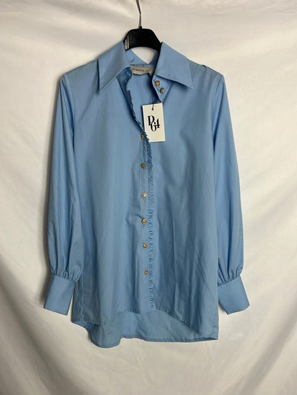 PARIS 64. Camisa azul botones pedrería. T M